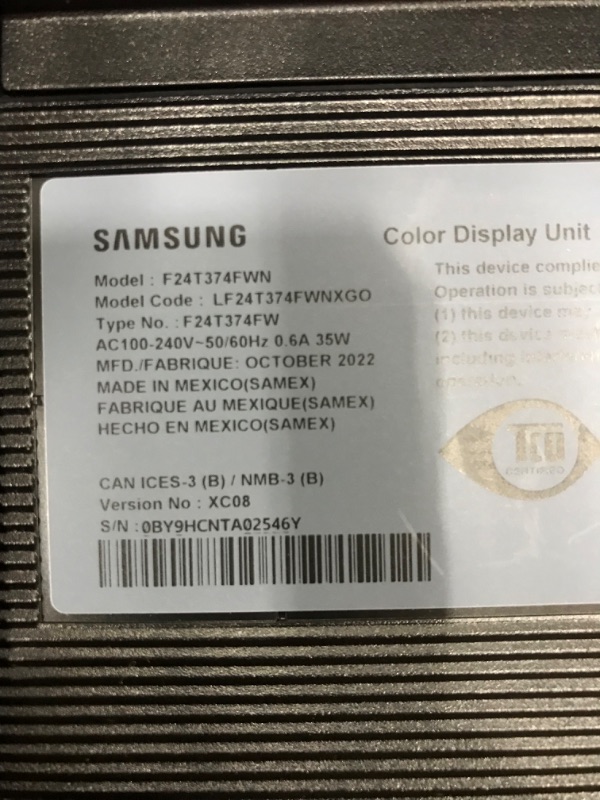 Photo 4 of SAMSUNG T37F Series 24-Inch FHD 1080p Computer Monitor, 75Hz, IPS Panel, HDMI, Display Port, VESA Compatible (LF24T374FWNXGO)
