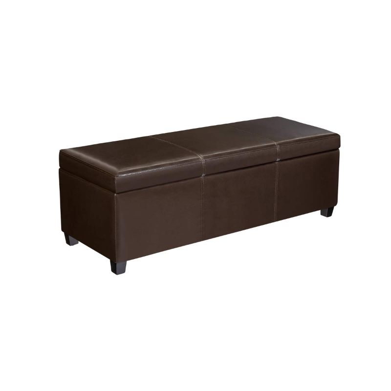 Photo 1 of **DAMAGED** FIRST HILL FHW Madison Rectangular Faux Leather Storage Ottoman Bench, Large, Espresso Brown Brown Modern