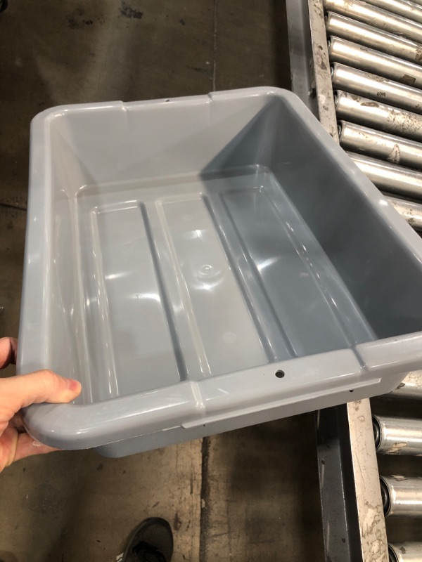 Photo 2 of **USED** Rubbermaid Commercial Products FG334900GRAY Standard Bus/Utility Box, 4.625 Gal, Gray Undivided 4.6 Gallon Gray