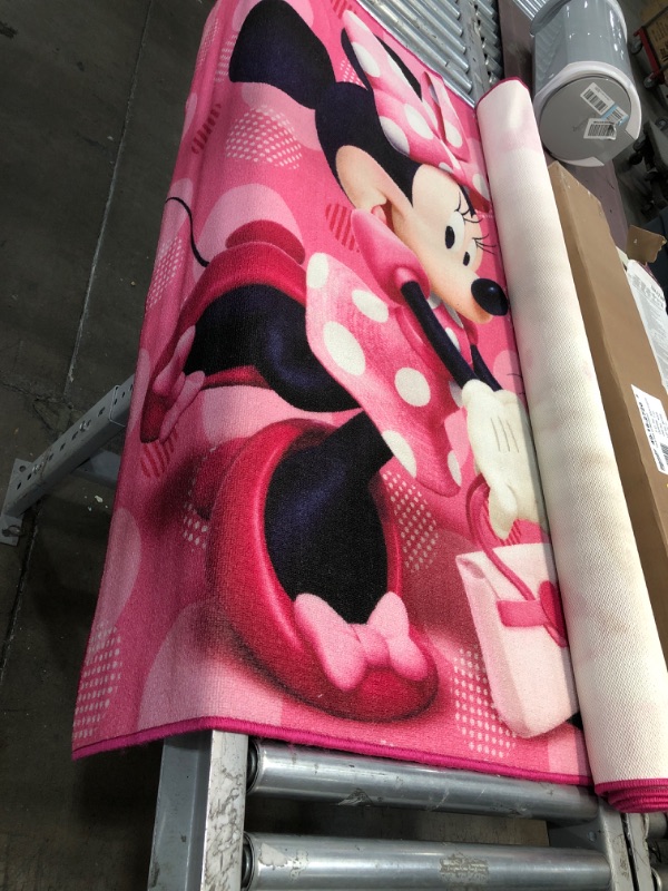 Photo 2 of **USED** Gertmenian Disney Mickey Mouse Rug Boys Girls Childrens Bedroom Decor Kids Home Play Room Mat Bedding Area Carpet, 54x78 Large, Minnie & Figaro Cat Pink Polka Dots; 46909