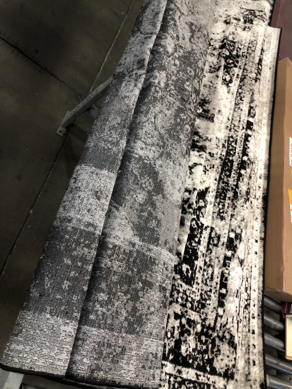 Photo 2 of **USED** Unique Loom Sofia Collection Area Rug - Salle Garnier (7' 1" x 10', Black/ Ivory) 7' 1" x 10' Black/Ivory