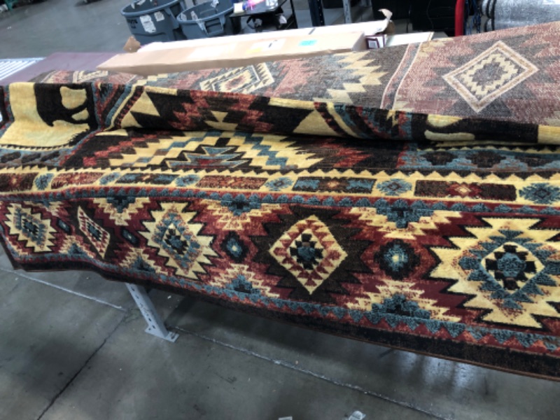 Photo 2 of **USED** Home Dynamix Buffalo Southwest Rustic Area Rug, Brown/Red, 7'10"x10'5", Rectangular & Buffalo Bear Rustic Area Rug, Brown/Red, 7'10"x10'5", Rectangular