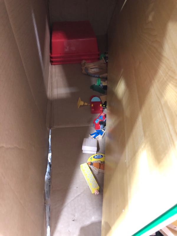 Photo 6 of **USED/POSSIBLE MISSING ITEMS** KidKraft Waterfall Mountain Wooden Train Set & Table with 120 Pieces, 3 Storage Bins, Gift for Ages 3+