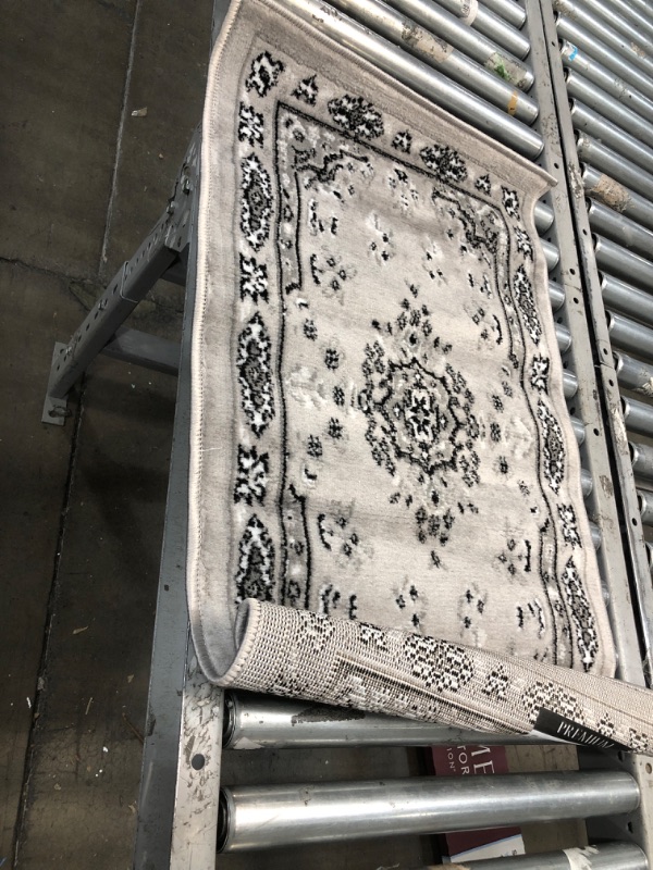 Photo 2 of **USED** Home Dynamix Premium Sakarya Traditional Medallion Border Area Rug, Gray, 21"x35" Rectangle 21 in x 35 in Grey