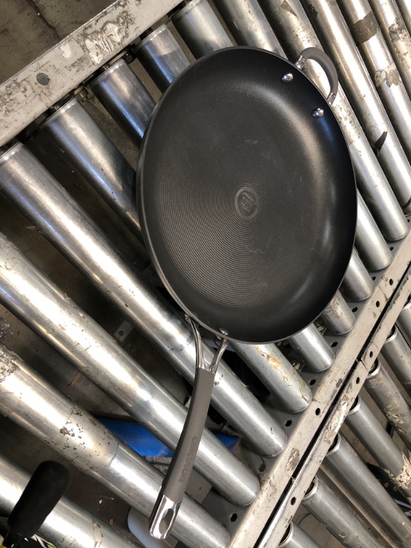 Photo 2 of **MINOR SCRATCHES**Circulon 81401 14" Helper Handle Hard Anodized Aluminum Skillet, 14 Inch, Oyster Gray