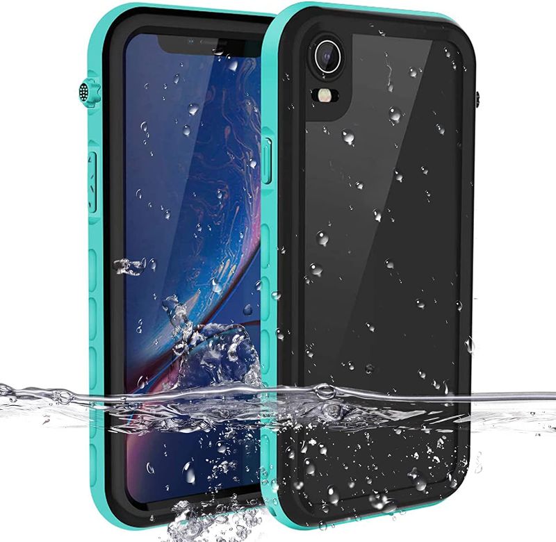 Photo 1 of iPhone XR Waterproof Case MIZUSUPI Underwater Full Sealed IP68 Certified Waterproof Case Dustproof Snowproof Shockproof Cover with Built-in Screen Protector for iPhone XR 6.1 inch Aqua Blue…
