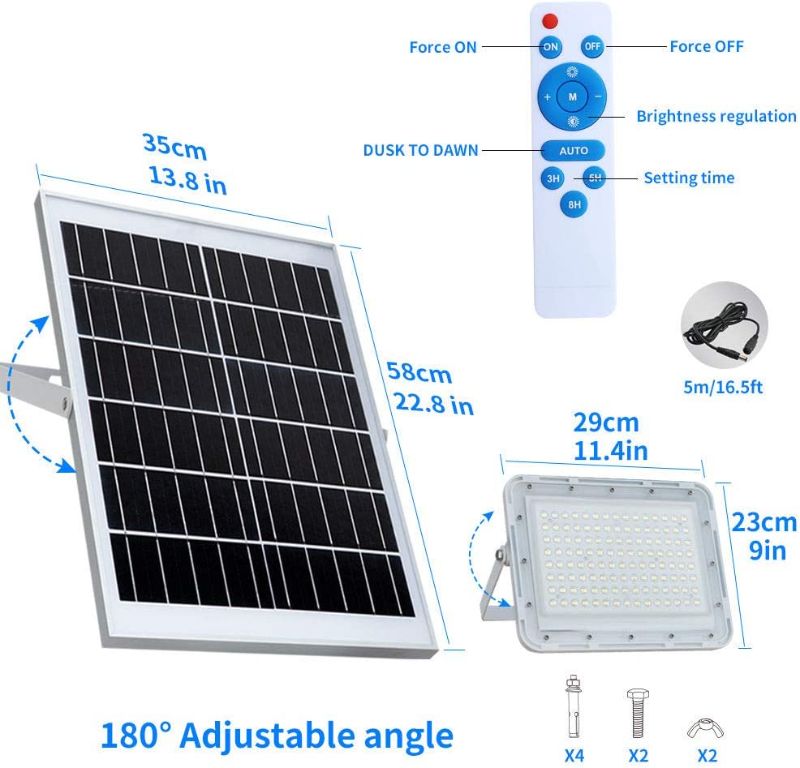 Photo 1 of 300W LED Solar Flood Lights,24000Lumens Street Flood Light Outdoor IP67 Waterproof with Remote Control Security Lighting for Yard, Garden, Gutter, Swimming Pool, Pathway, Basketball Court, Arena
