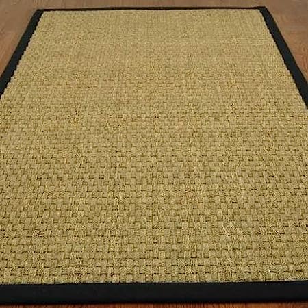 Photo 1 of  4' x 6' Black NF114C Border Basketweave Seagrass Area Rug