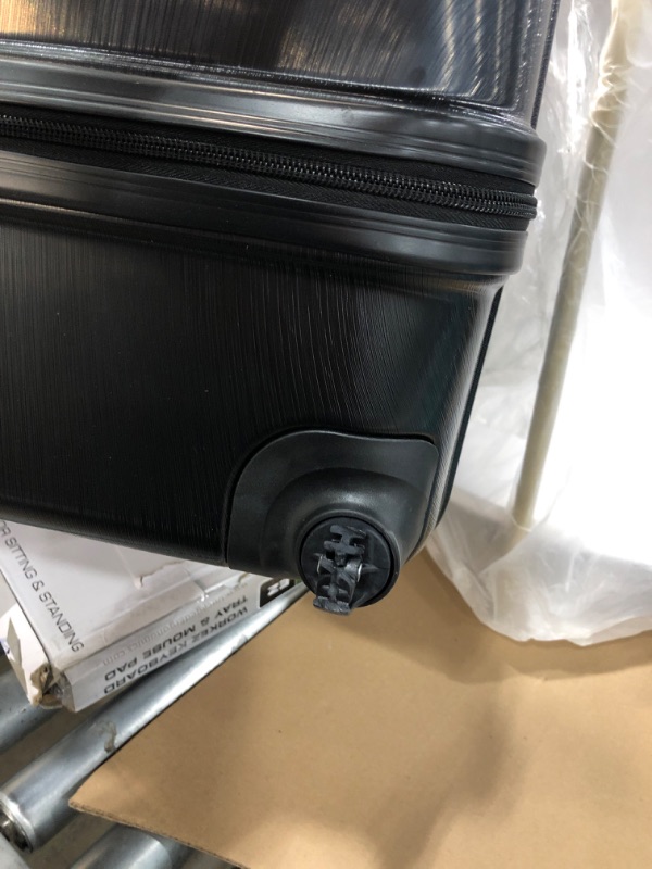 Photo 2 of *** DAMAGED SEE NOTES** U.S. Traveler Boren Polycarbonate Hardside Rugged Travel Suitcase Luggage with 8 Spinner Wheels, Aluminum Handle, Black, Checked-Large 30-Inch Checked-Large 30-Inch Black
