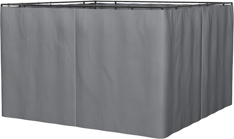 Photo 1 of 10-ft x 12-ft Gazebo Curtains for Patio Waterproof,Privacy Replacement Sidewall 4-Panel Universal Shade Curtains Set,Protecting Side Walls (Only Curtain)-Grey 10‘x12’ Gray