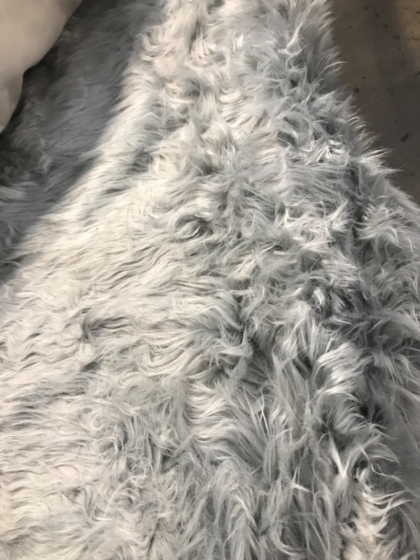 Photo 3 of 
Faux Fur Rug for Bedroom, Gray Fluffy Rug Soft Sheepskin Runner Rug Sofa Couch Seat Cushion, 4.5'x6ft Grey Plush Area Rug Shag