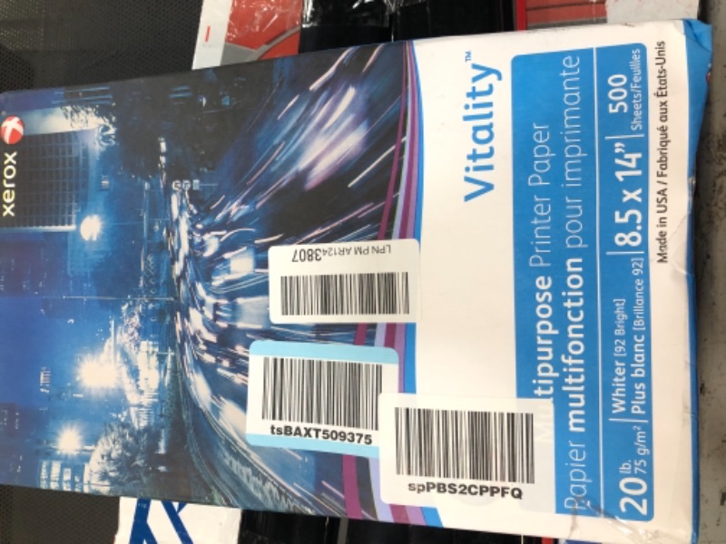 Photo 1 of 1 Package Only***********Xerox Vitality 8.5 X 14 Multipurpose Paper, 20 Lb, 92 Bright, (3R02051)