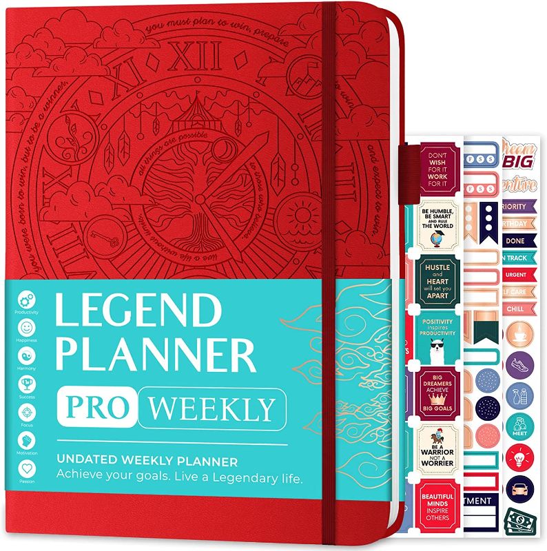 Photo 1 of 
Legend Planner PRO – Deluxe Weekly & Monthly Life Planner to Increase Productivity and Hit Your Goals. Time Management Organizer Notebook – Undated – 7...
Color:Red, Debossed
Size:Smaller than A4 (7" x 10")