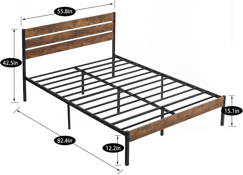 Photo 1 of 
VECELO Platform Full Bed Frame with Rustic Vintage Wood Headboard and Footboard, Mattress Foundation, Strong Metal Slats Support, No Box Spring Needed
Color:Rustic Brown
Size:Full