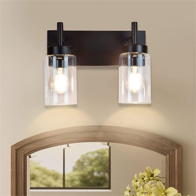 Photo 1 of 
Photo Not Actual Item*****DLLT Wall Vanity Light Fixture, Farmhouse Bathroom Lighting, 2-Light Metal Wall Mount Lamp with Glass Shade for Powder Room, Hallway, Kitchen, Mirror,...
Size: Vanity 2-Light