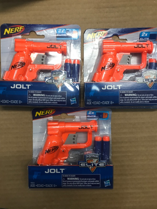 Photo 2 of 3PK-Nerf N-Strike Elite Jolt Blaster with Ammo for Ages 8+
