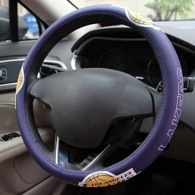 Photo 1 of Carmen NBA Lakers Team Pattern Design Car Auto Genuine Leather Steering Wheel Covers Universal 15 Inch Anti-Slip No Smell Snug Grip
