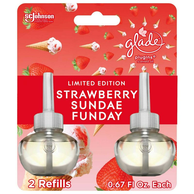 Photo 1 of 2PK-Glade Plugins Scented Oil 2 Refills, Air Freshener Glade Plug in Refills, Strawb
