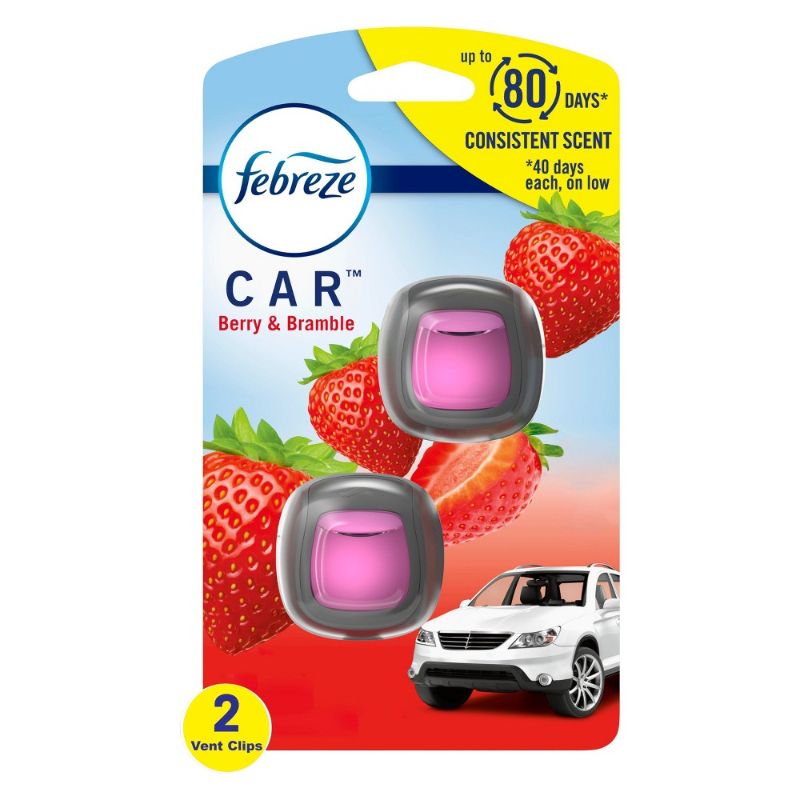 Photo 1 of 3PK-Febreze Odor-Eliminating Car Freshener Vent Clip - Berry & Bramble - 0.06 Fl Oz/2pk
