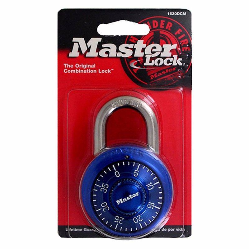 Photo 1 of 1-7/8in (48mm) Wide Combination Dial Padlock with Aluminum Cover; Blue
