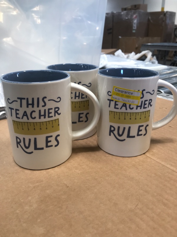 Photo 2 of 3PK-16oz Stoneware This Teacher Rules Mug - Parker Lane
