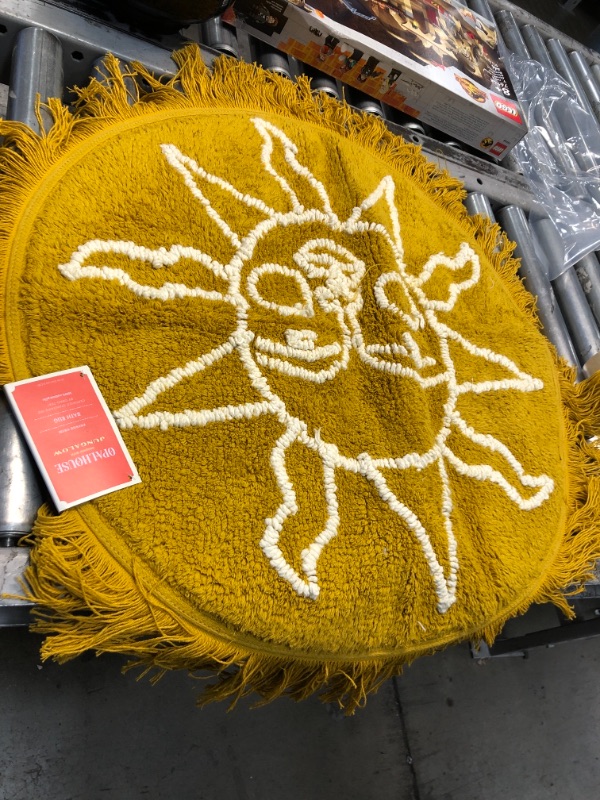 Photo 2 of 25" Round Tufted Sun Fringe Cotton Bath Rug Yellow - Opalhouse™ Designed with Jungalow™
