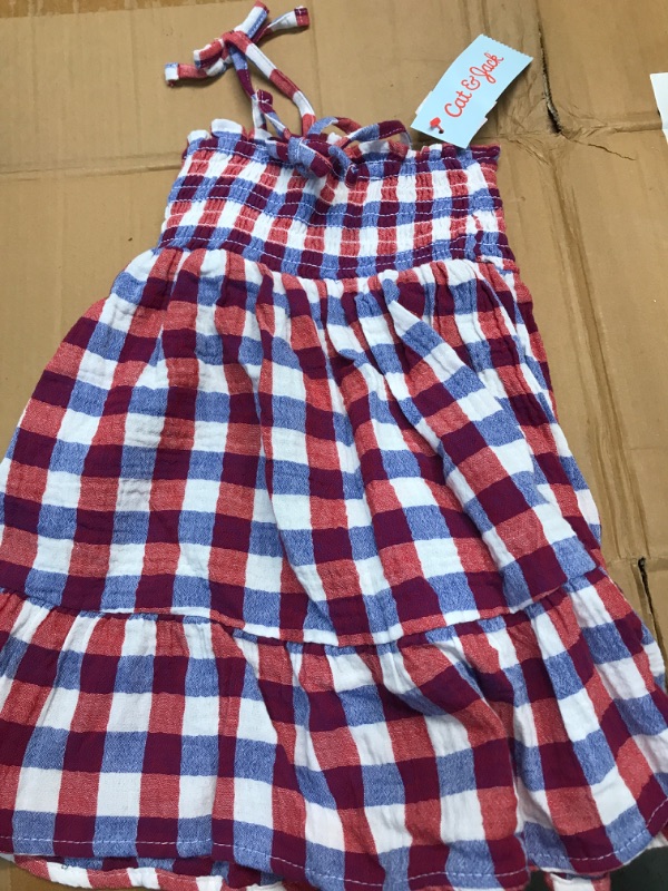 Photo 2 of **SIZE 2T**Toddler Girls' Plaid Smocked Tank Top Dress - Cat & Jack™ Red/Blue