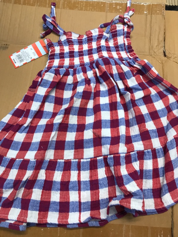 Photo 2 of **2T**Toddler Girls' Plaid Smocked Tank Top Dress - Cat & Jack™ Red/Blue