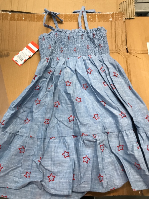 Photo 2 of **4T**Toddler Girls' Chambray Star Smocked Tank Top Dress - Cat & Jack™