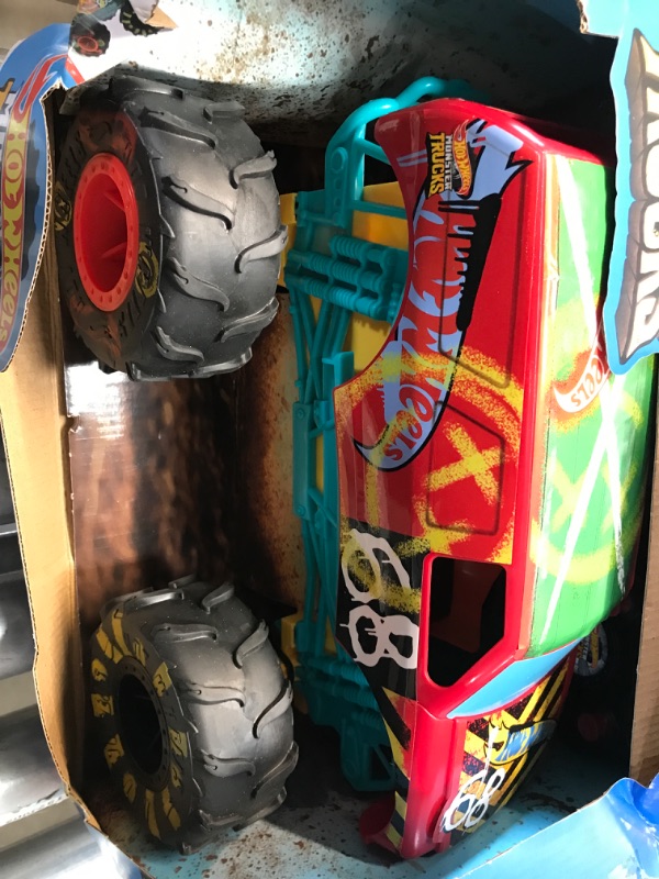 Photo 2 of ?Hot Wheels RC Monster Trucks 1:15 Scale HW Demo Derby, 1 Remote-Control Toy Truck with Terrain Action Tires, Toy for Kids 4 Years Old & Older HW DEMO DERBY RC