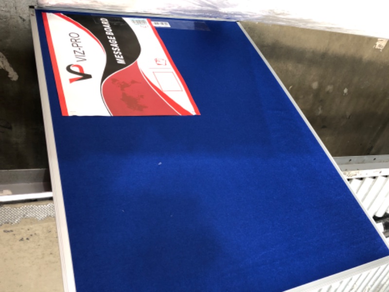 Photo 3 of VIZ-PRO Notice Board Felt Blue, 48 X 36 Inches, Silver Aluminium Frame 48 x 36 Inches Blue