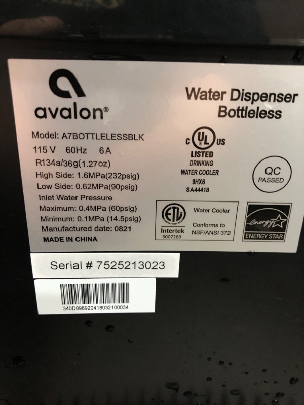 Photo 4 of Avalon A6BLWTRCLRBLK Touchless Bottom Loading Cooler Dispenser-Hot & Cold Water, Child Safety Lock, Innovative Slim Design, Holds 3 or 5 Gallon Bottles-UL/Energy Star Approved-Black
