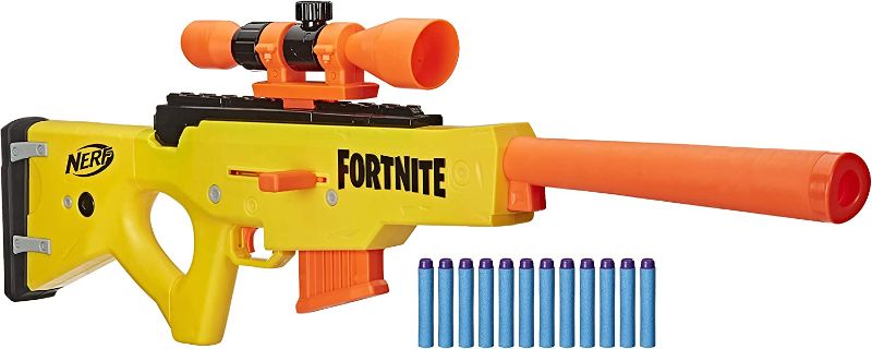 Photo 1 of (MISSING SCOPE,CLIP,DARTS)NERF Fortnite BASR-L Bolt Action, Clip Fed Blaster -- Includes Removable Scope, 6-Dart Clip and 12 Official Elite Darts
