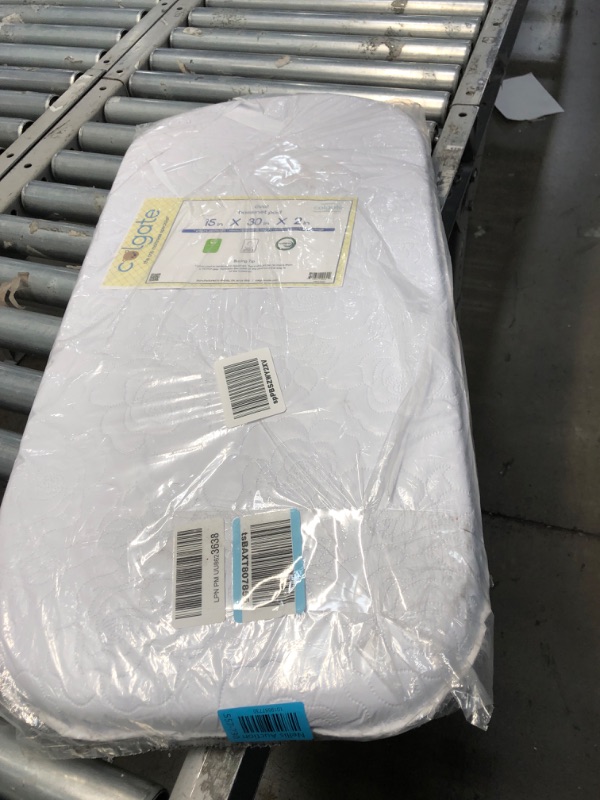 Photo 2 of Colgate Mattress Cradle & Bassinet Mattress - GREENGUARD Gold Certified, Reversible Bassinet Pad with 2” Thickness, Wrapped in Waterproof Quilted Cover - 15” X 30” X 2”