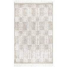 Photo 1 of Alora Farmhouse Crosshatch Beige 8 ft. x 10 ft. Area Rug
