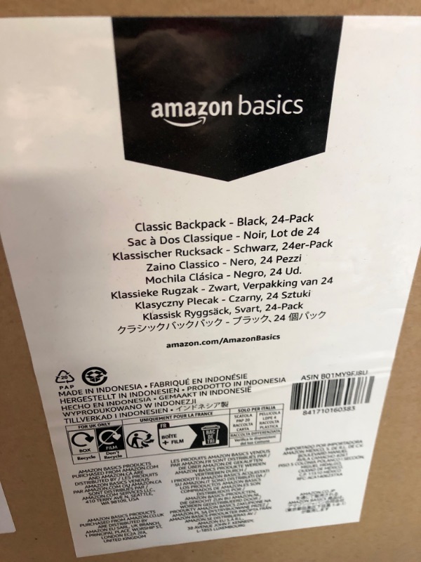 Photo 5 of Amazon Basics Classic School Backpack - Black 24-Pack, All New/Unused 