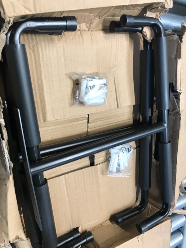 Photo 1 of Overhead Garage Storage Hooks, Heavy Duty Double Ceiling Rack, 16.5’’ Utility Shed Hangers, Great for Pipe, Lumber, Ladder, Fishing Rod and Ski Board(4Pcs, Black) Black 4