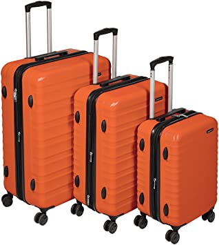 Photo 1 of Amazon Basics 3-Piece Set Hardside Spinner, Orange
