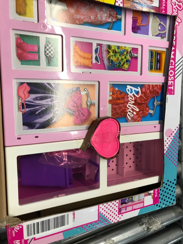 Photo 1 of Barbie Closet Playset with 35+ Accessories, 5 Complete Looks, Pop-Up 2nd Level, Full Length Mirror, Laundry Chute, Dream Closet
