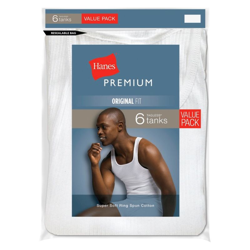 Photo 1 of Hanes Premium Men's 6pk Comfort Tank - White L
