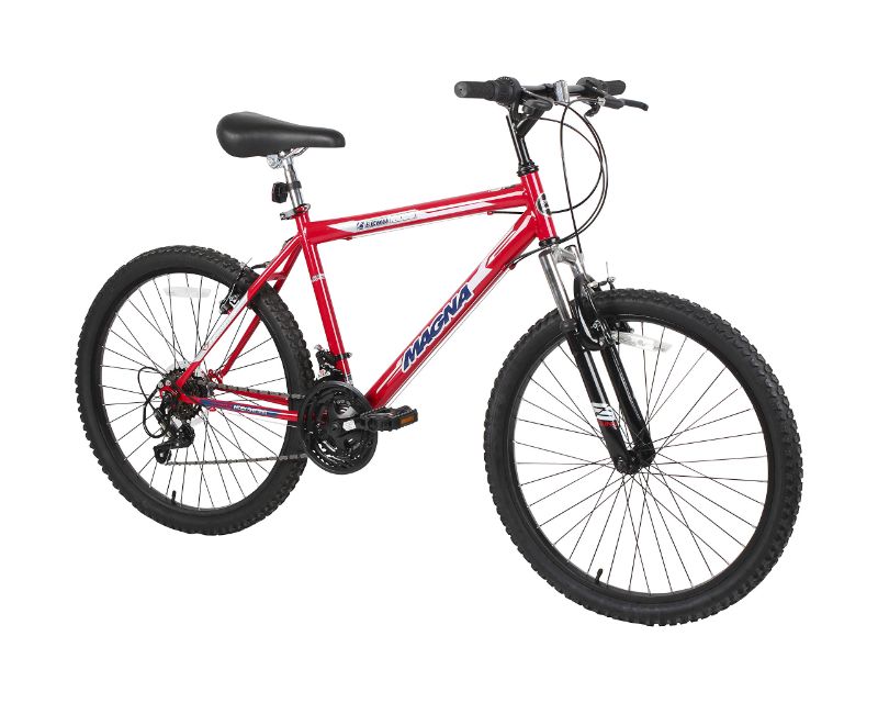 Photo 1 of ***PARTS ONLY***DYNACRAFT MAGNA FRONT SHOCK MOUNTAIN BIKE BOYS, GIRLS, MENS AND WOMENS 24 AND 26 INCH WHEELS WITH 18 SPEED GRIP SHIFTER AND DUAL HANDBRAKES IN RED, PURPLE, PINK AND BLACK 24" ECHO RIDGE RED