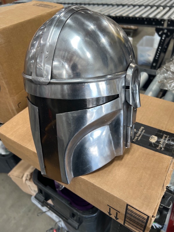 Photo 2 of ***OILY***THOR INSTRUMENTS Steel Mandalorian Helmet SCA Medieval Helmet Helm for Halloween Costume Theater Role-Play Armour Helmet Rustic Vintage Home Decor Gifts