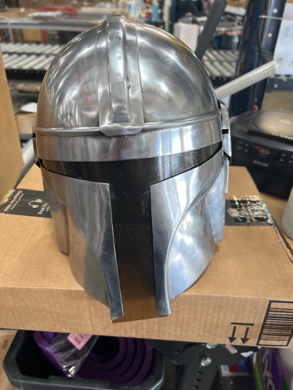 Photo 4 of ***OILY***THOR INSTRUMENTS Steel Mandalorian Helmet SCA Medieval Helmet Helm for Halloween Costume Theater Role-Play Armour Helmet Rustic Vintage Home Decor Gifts