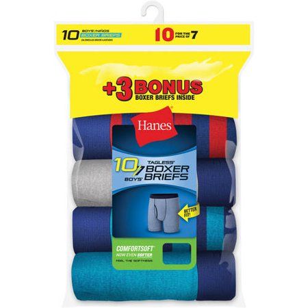 Photo 1 of Hanes Boys'' Comfortsoft Waistband Boxer Brief, 7 + 3 Bonus Pack size Lrg