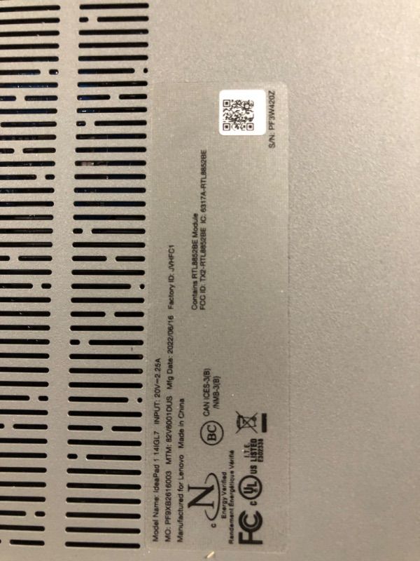 Photo 1 of LENOVO IDEAPAD 1I, 14.0" LAPTOP, INTEL PENTIUM CLOUD GREY, WINDOWS 11
