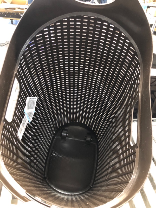 Photo 4 of **USED/SLIGHT DAMAGE** Mind Reader Rolling Laundry Basket, Wheeled Ventilated Hamper with Cutout Handles, Lightweight Washing Bin, Dirty Clothes Storage, Plastic, 60 L Capacity, Brown 60 Liter with Wheels Brown Single