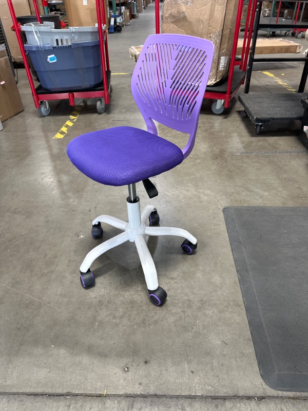 Photo 2 of Purple Office Task Adjustable Desk Chair Mid Back Home Children Study Chair- Purple 