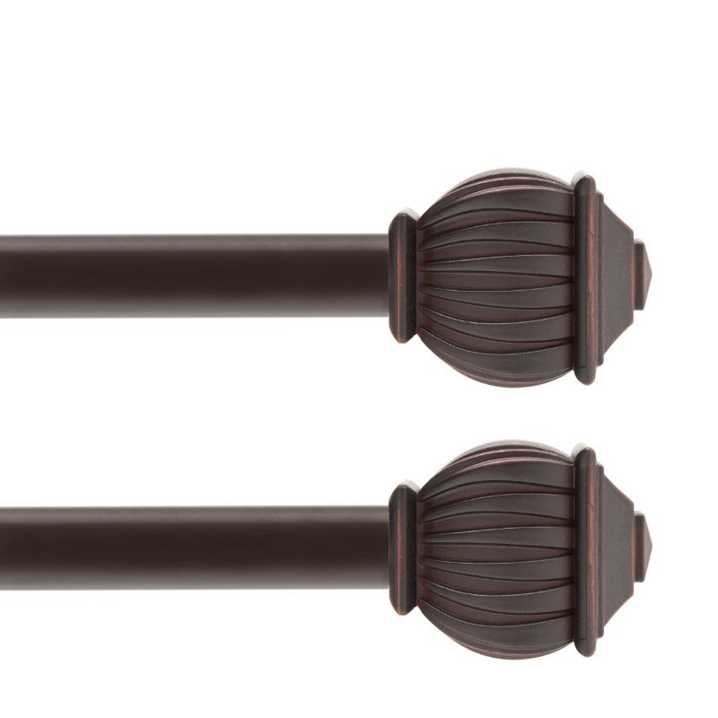 Photo 1 of (PRODUCT HAS SQUARE FINISHINGS BUT SIMILAR STYLE AS STOCK PHOTO) ,KENNEY BECKETT 5/8" STANDARD DECORATIVE WINDOW CURTAIN ROD, 28-48", ANTIQUE BROWN, 2 EACH ANTIQUE BROWN 28-48"
