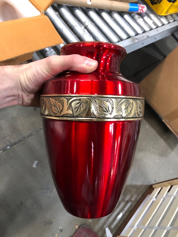 Photo 2 of **USED,BUT NOT WITH ASHES** Trupoint Memorials Cremation Urns for Human Ashes - Decorative Urns, Urns for Human Ashes Female & Male, Urns for Ashes Adult Female, Funeral Urns - Red, Large Large Red