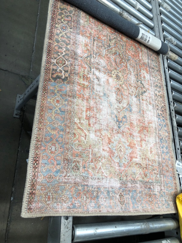 Photo 2 of **USED/INNACURATE STOCK PHOTO** Loloi II Loren Collection LQ-15 Terracotta / Sky, Traditional 2'-3" x 3'-9" Accent Rug 2 ft 3 in x 3 ft 9 in Terracotta / Sky